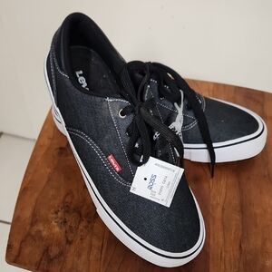 Levi's Black Sneakers with Canvas Upper and Rubber Sole